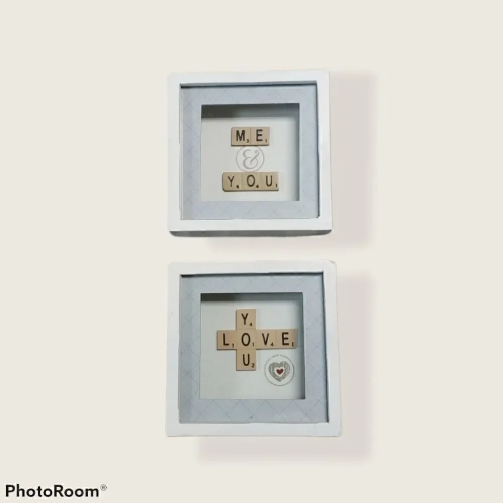 LOVE-THEMED SCRABBLE SHADOW BOX PICTURES